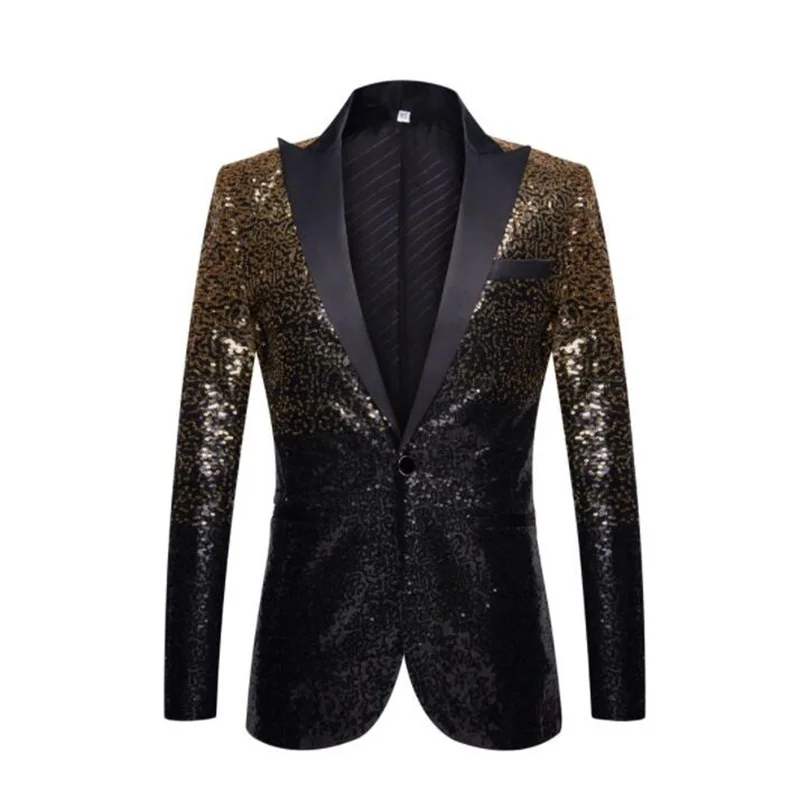 Men's suits gradient sequins jackets costume homme singers stage annual meetings fashion blazers new костюм мужской American