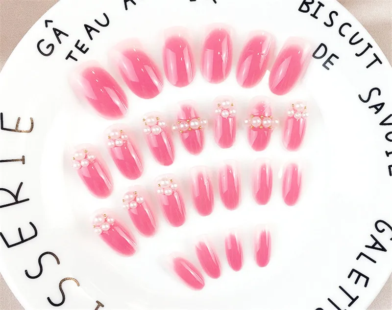 24 шт Нажмите на детей Ложные ногти советы полное покрытие розовый фиолетовый