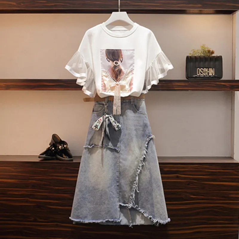 Размера плюс для женщин милые розовые модные комплект одежды из 2 предметов