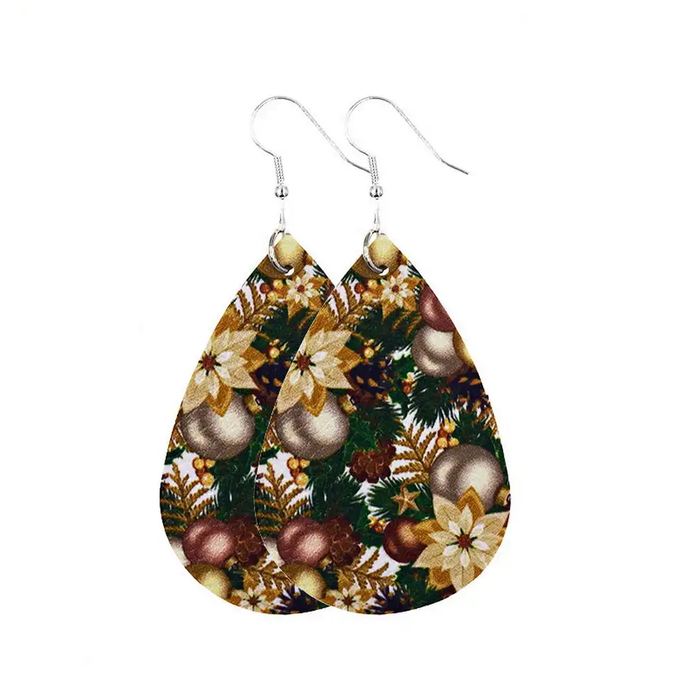 

50 pairs E7562 ZWPON Abstract Christmas Gifts Earrings for Women 2020 LightWeight PU Leather Cheaper Earrings Jewelry Wholesale
