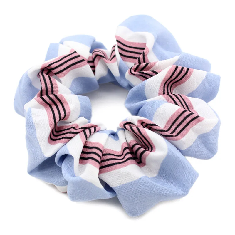 Fashion Simple Elastic Hair Bands Toothpick Wrinkle Scrunchie Ponytail Ring Two-tone Stripes Headwear |
