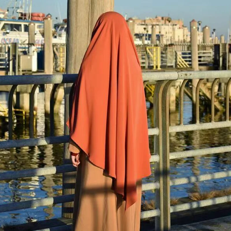 

Muslim Women Prayer Hijab Long Scarf Jilbab Islamic Large Overhead Dress Full Cover Clothes Ramadan Khimar Arab Worship Service
