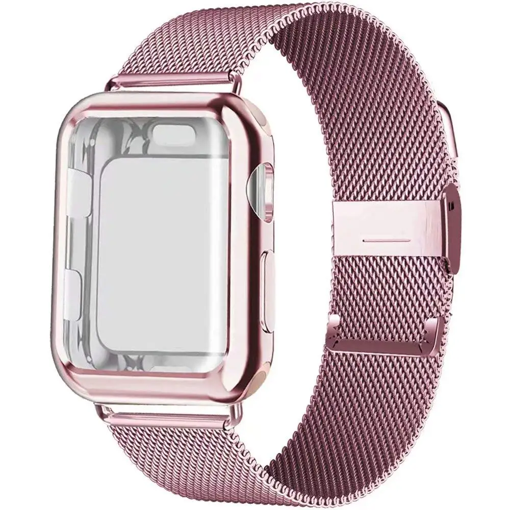 Чехол + ремешок для Apple Watch 54321 44 мм 40 iWatch 42 38 браслет из нержавеющей стали Миланская