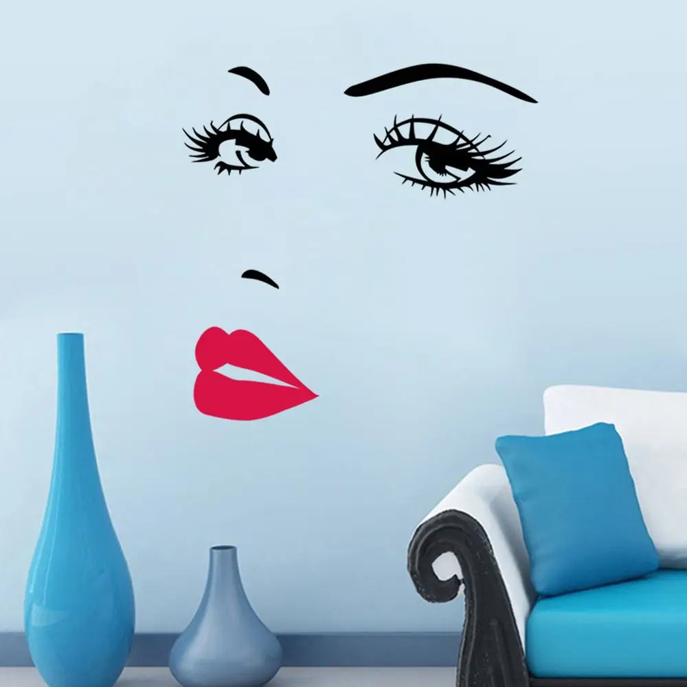 

Sexy Girl Lip Eyes Wall Stickers for Girls Bedroom Living Room Decoration DIY Vinyl Decals Art Poster Home Decor American Style
