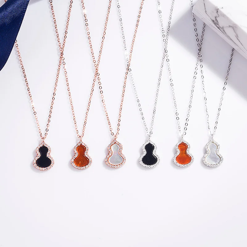 

925 sterling silver summer new lucky gourd necklace with micro-inlaid diamond clavicle chain exquisite jewelry for women