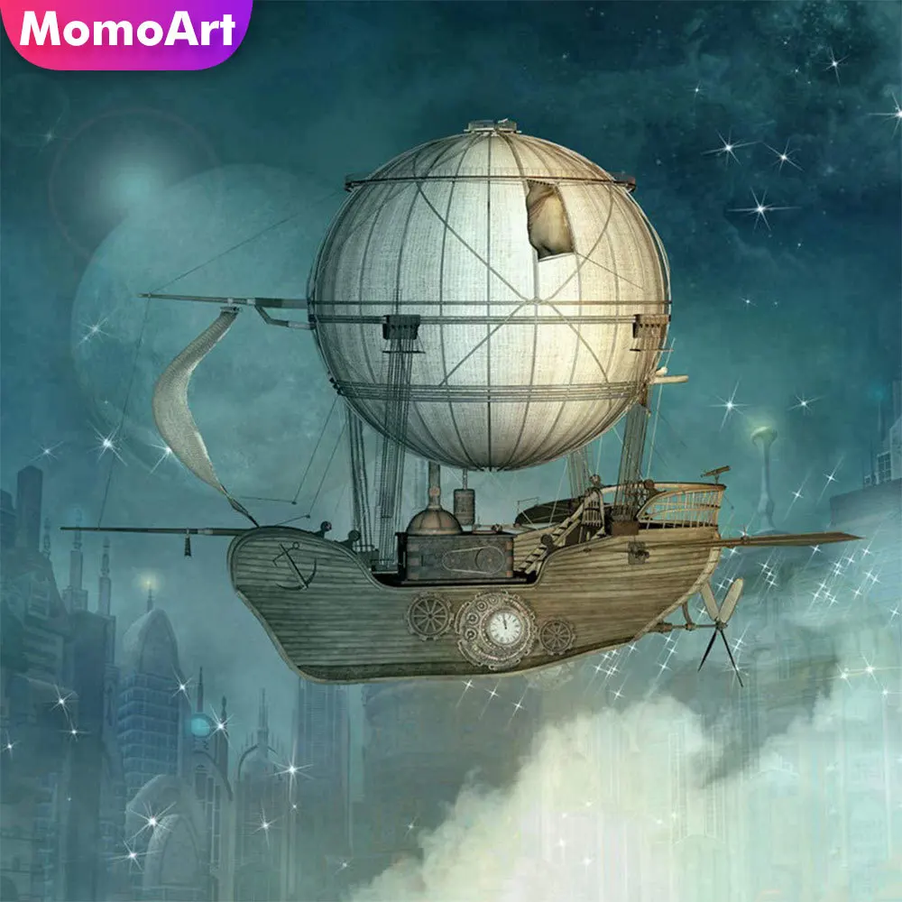 

MomoArt Алмазная вышивка «сделай сам», паровой пейзаж, картина стразы, Алмазная мозаика, город, полная выкладка, квадратная картина, ручная рабо...