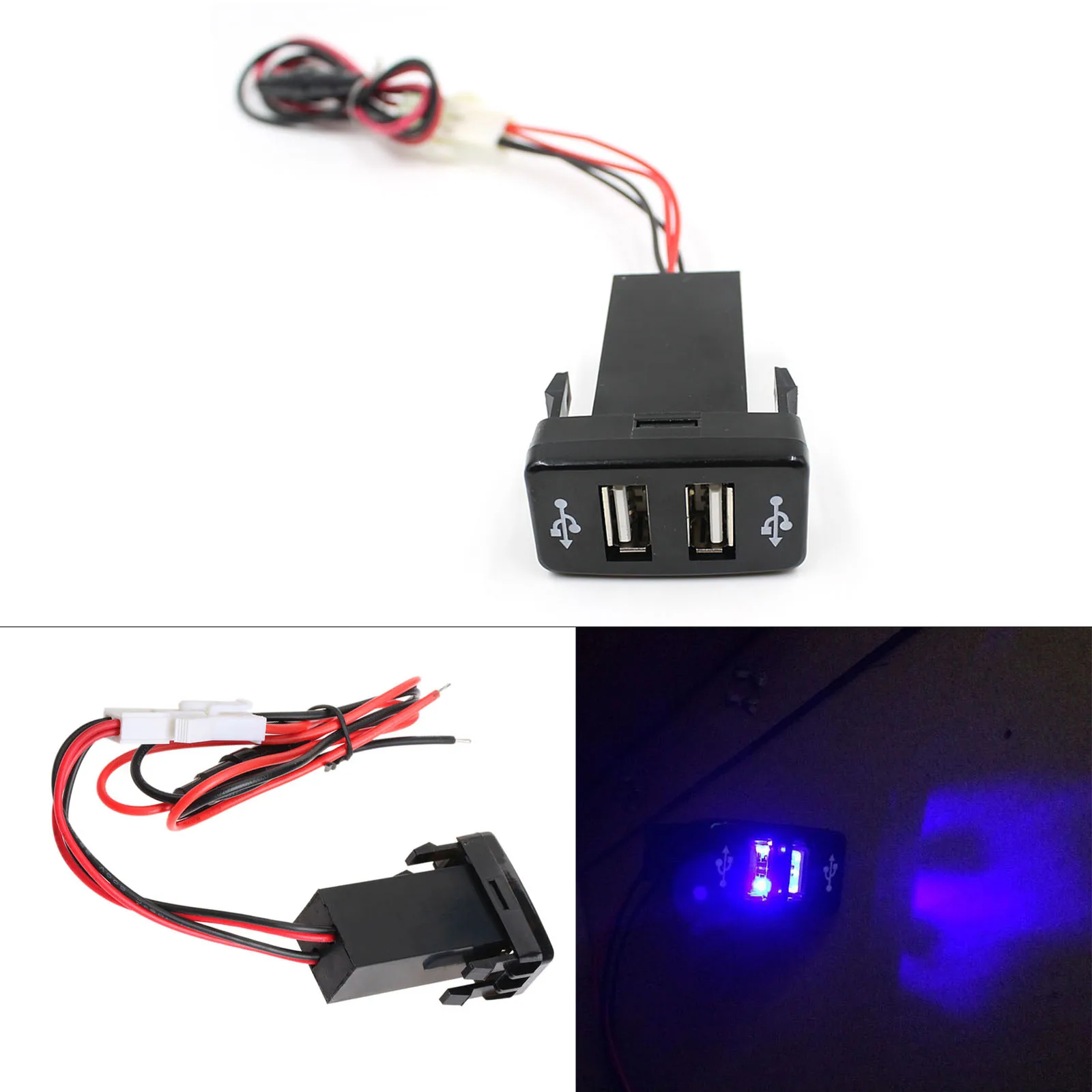 Автомобильное зарядное устройство с двумя USB портами адаптер КПК DVR аудиовход для