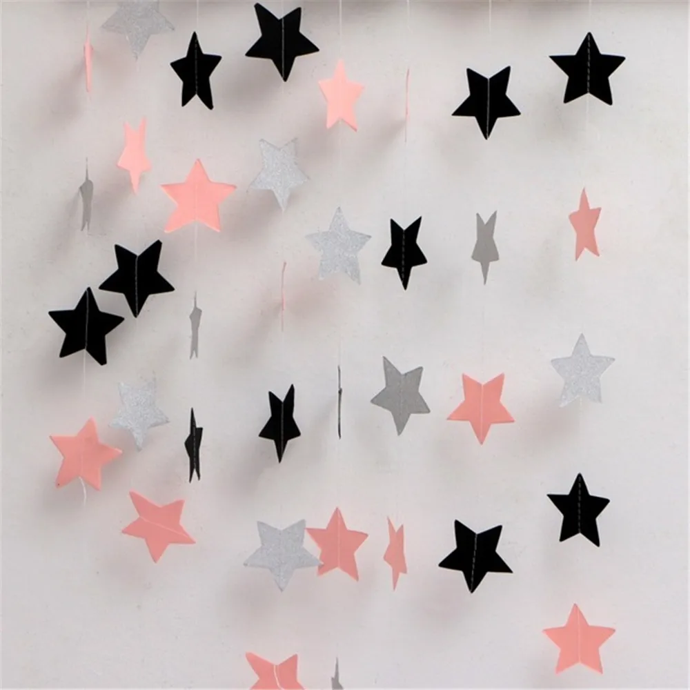 1 шт 2 м розовое золото бумага StarShape строка баннеры красочные овсянка