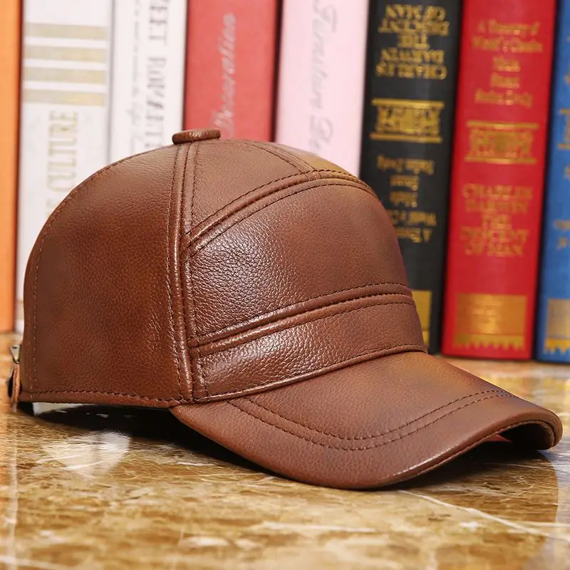 

Бейсбольная кепка из 100% натуральной кожи, мужская кожаная кепка на осень и зиму, уличная кожаная шляпа от солнца для отдыха и отдыха с одним телефоном