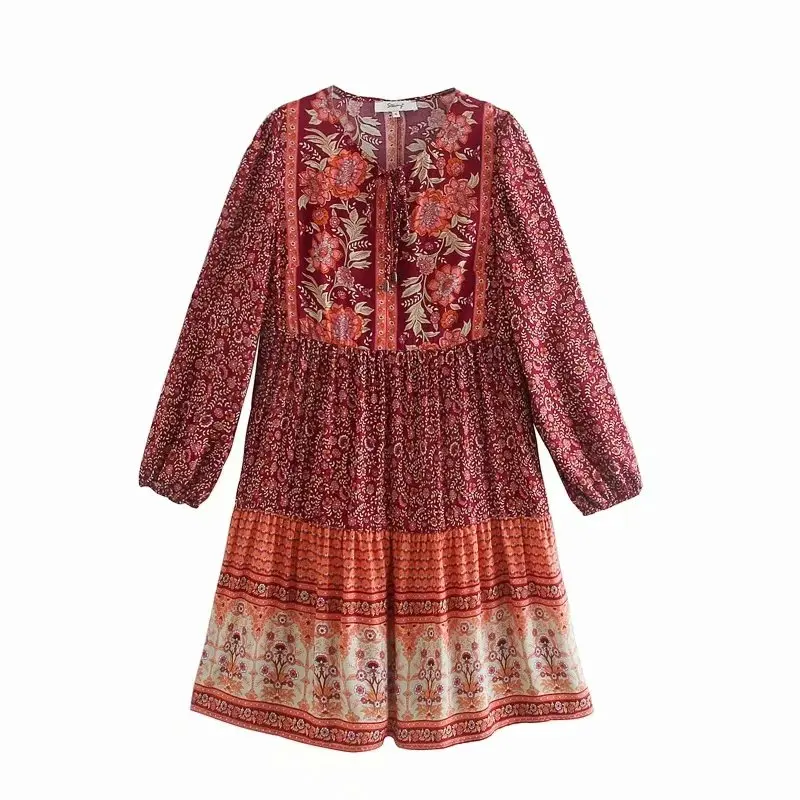 Платье женское винтажное шикарное на шнуровке Пляжное богемное мини-платье с