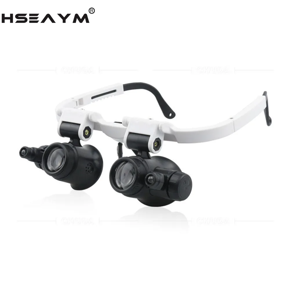 

Double Glasses Wearing Headband LED Magnifier Retractable Temples Magnifying Glass Loupe Reading Repair Appreciation