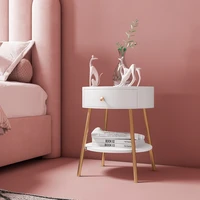 european style round bedside table small apartment creative and slightly luxury bed side locker with drawer internet celebrity