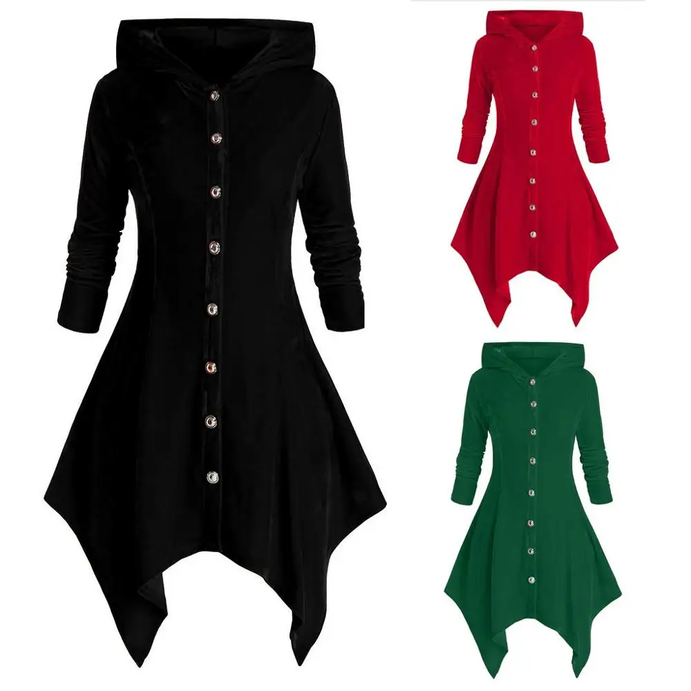 Женское модное платье с капюшоном на Хэллоуин Женская яркая блузка длинным