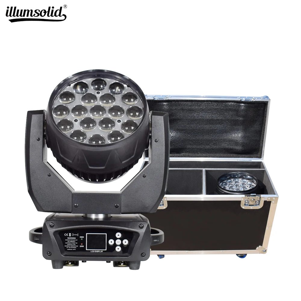 2 шт. светильник s и 1 F чехол 19x15 Вт RGBW 4в1 с зумом для мытья кольцом DMX512 движущийся