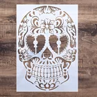 Трафарет A4 A3 A2 с изображением мандалы и черепа для скрапбукинга
