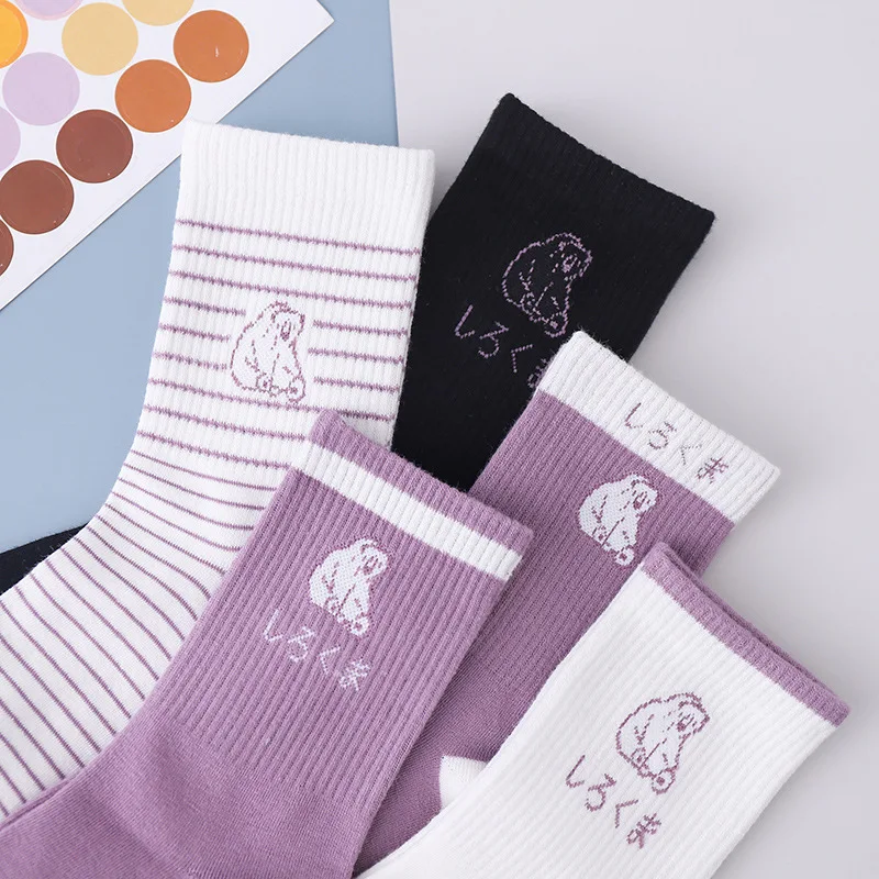 

3pairs/set 2021 Trend Bear Socks Men Women Korea Funny Socks Long Cool Socks Harajuku Hip Hop Cotton Skateboard Socks