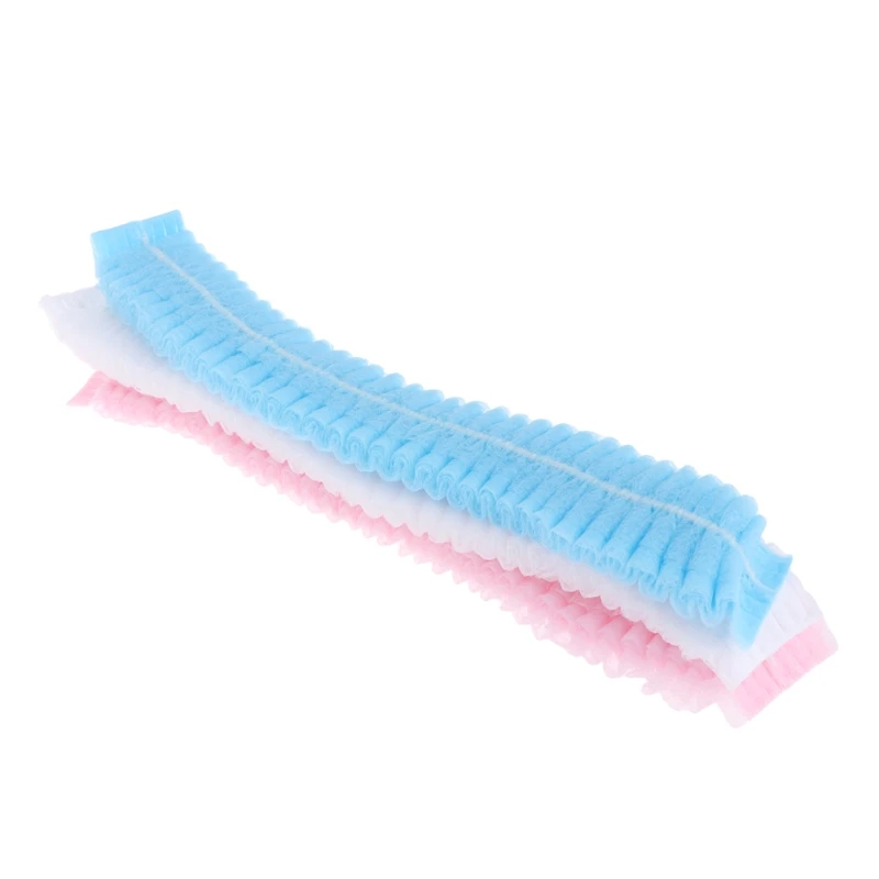 Cengjilosk 100pcs Disposable Nonwoven Bouffant Caps Hair Net Dust-Proof Elastic for Hospital Salon Spa Catering Needles Drop