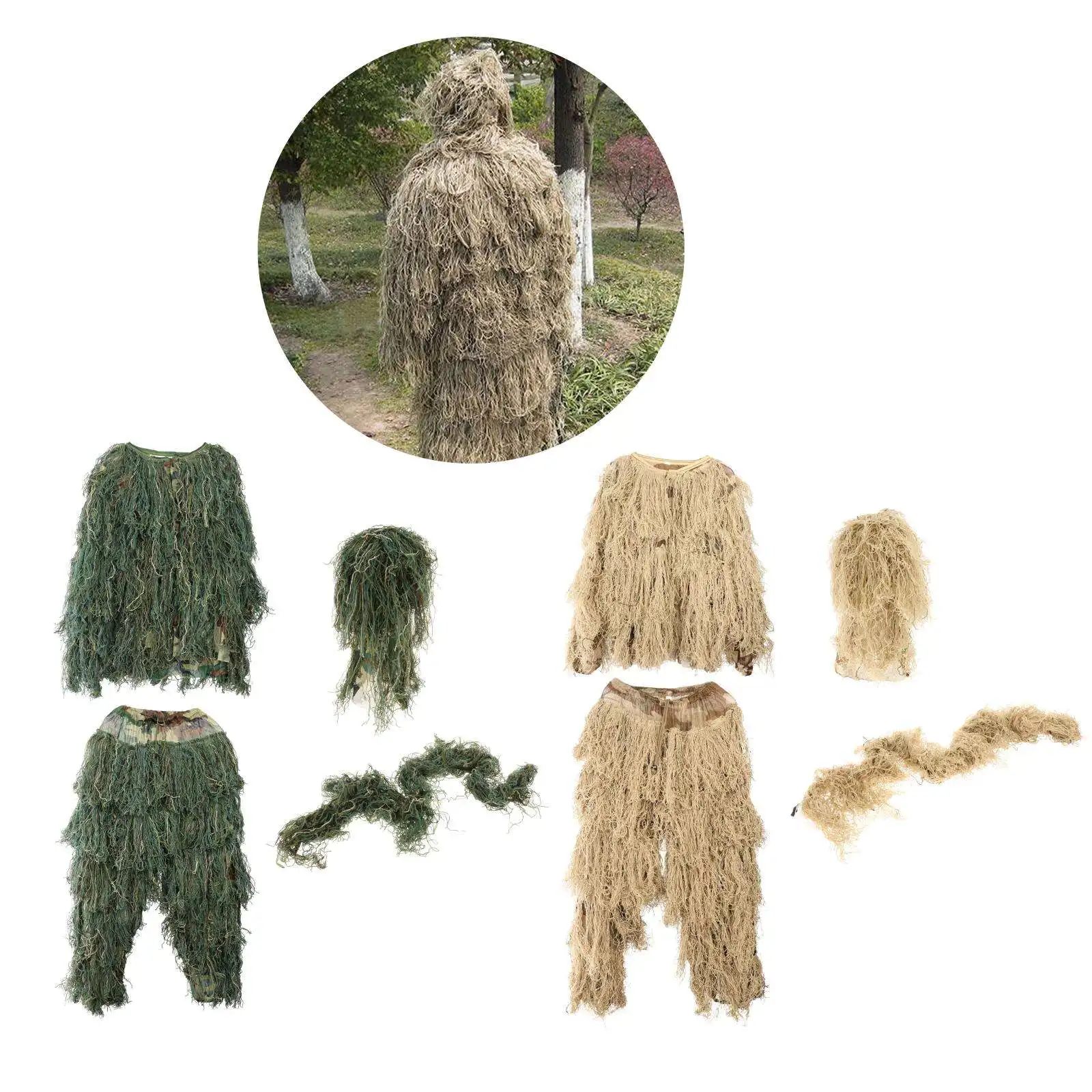 Уличные камуфляжные костюмы Ghillie 3D камуфляжная одежда для леса снайперская