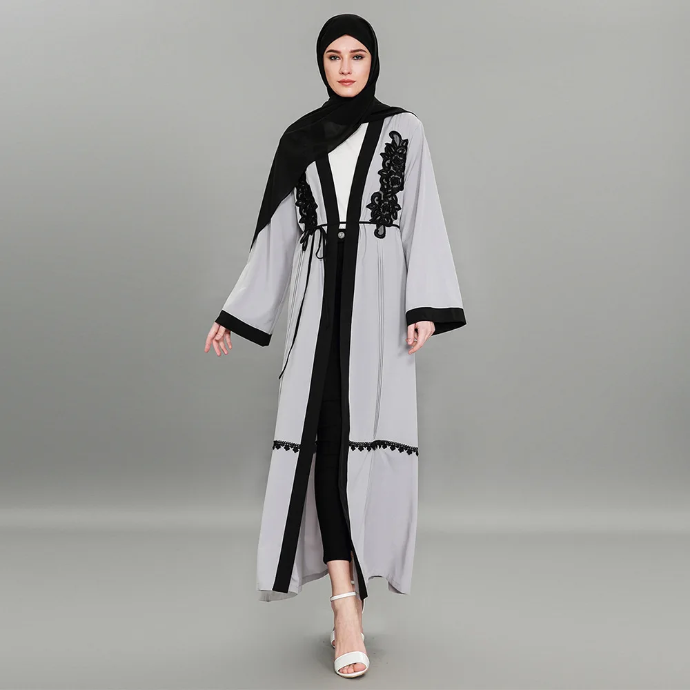 Embroidery Open Abaya Hijab Dress Women Lace-up Long Robe Kaftan Muslim Turkey Dubai UAE Caftan Kimono Jubah Islamic Clothing |