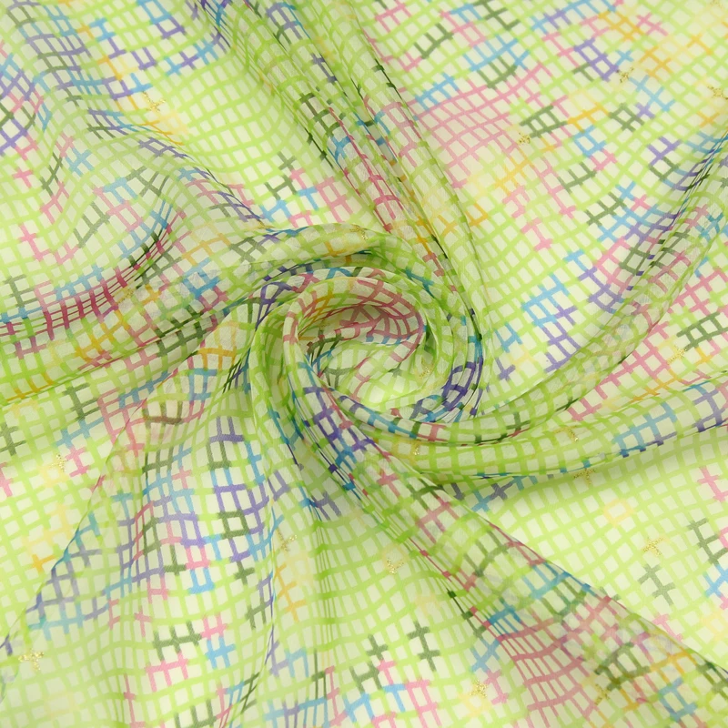 Цветной мини-клетчатый дизайн 100% шелк шифон прозрачная ткань SCF116 | Дом и сад