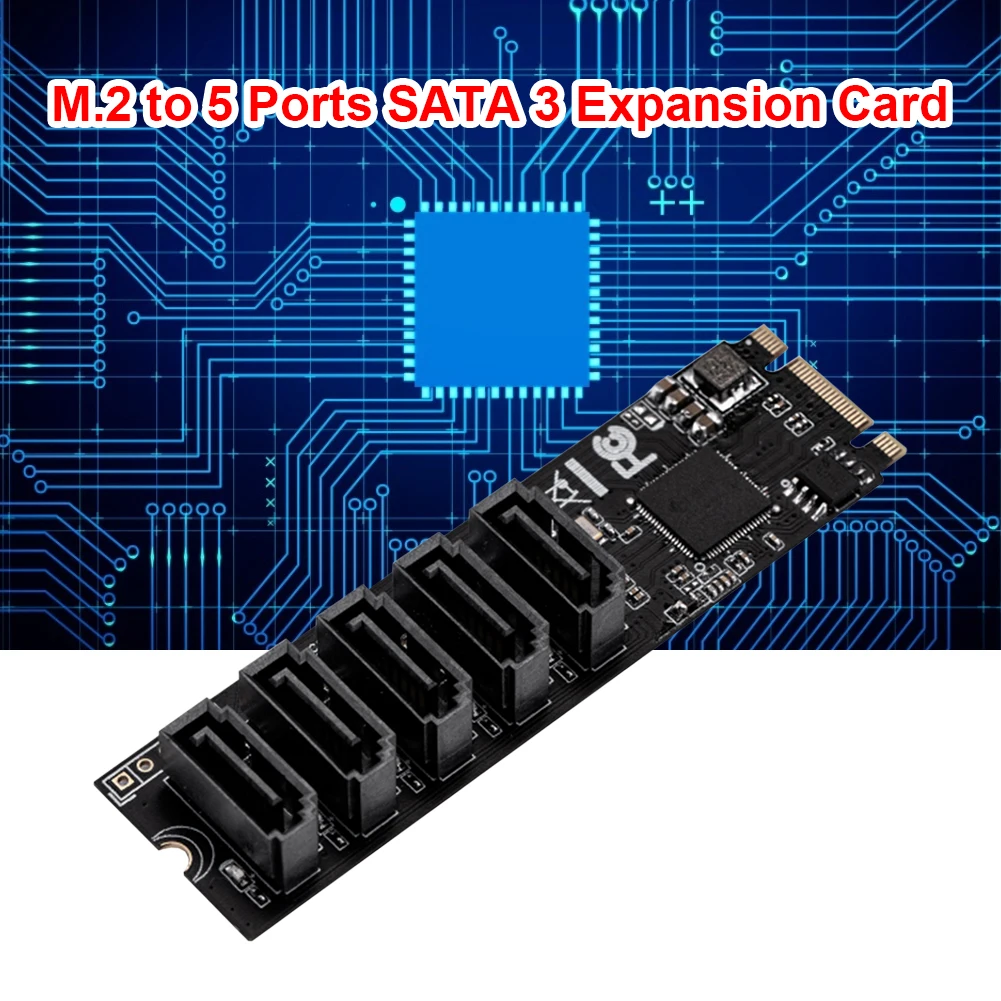 

Переходник для карты SATA M.2 (PCIe 3,0) на 5 портов SATA III 6G SSD адаптер с кабелем SATAIII поддержка UEFI