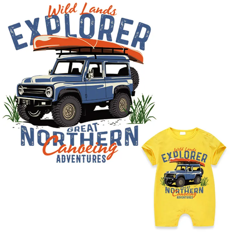 

Car Stickers For Clothes Wild Lands Explorer Heat Transfer Diy T-Shirt Jeans Decoration New Fashion Washable Thermal Stickers