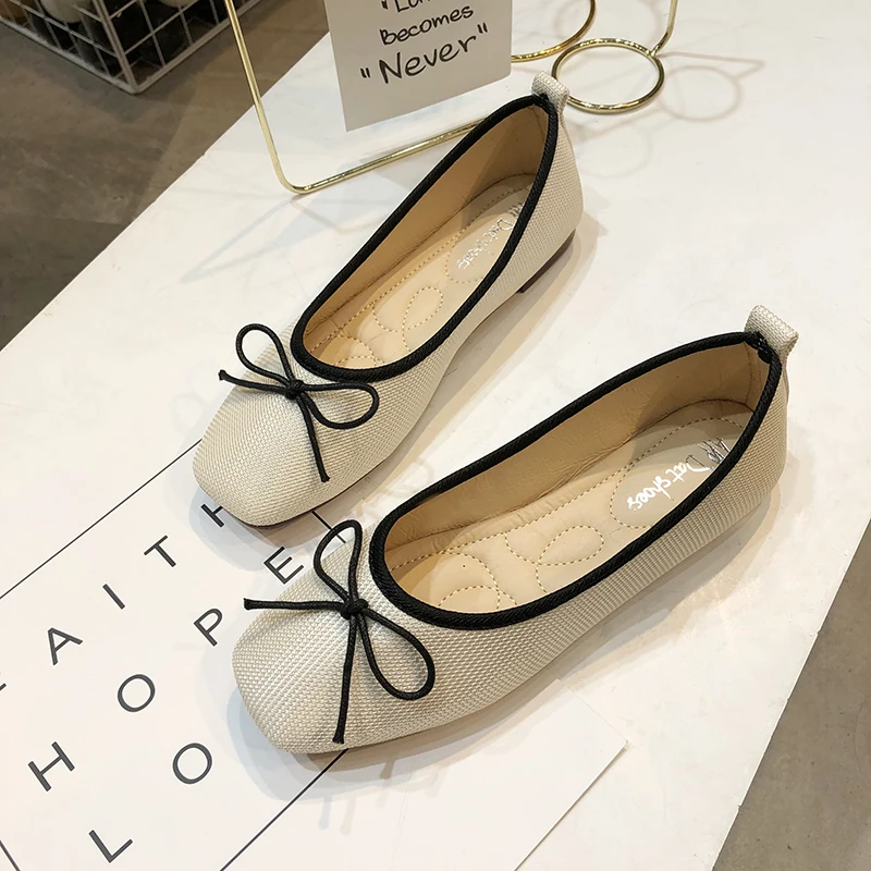 Женские туфли на плоской подошве с бантом бабочкой Сезон весна осень Яркие цвета