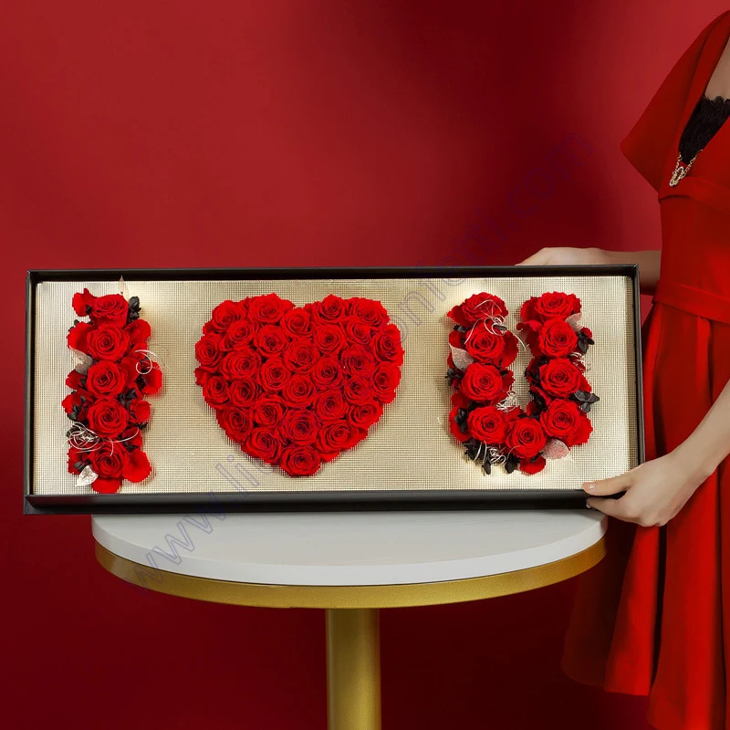 Подарочная коробка с цветами на День святого Валентина I Love U женские идеи большая
