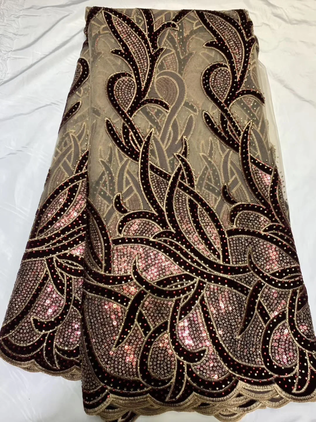 

High quality Nigeria mesh lace fabric 2020 Africa France mesh lace fabric embroidered ladies dress H3946