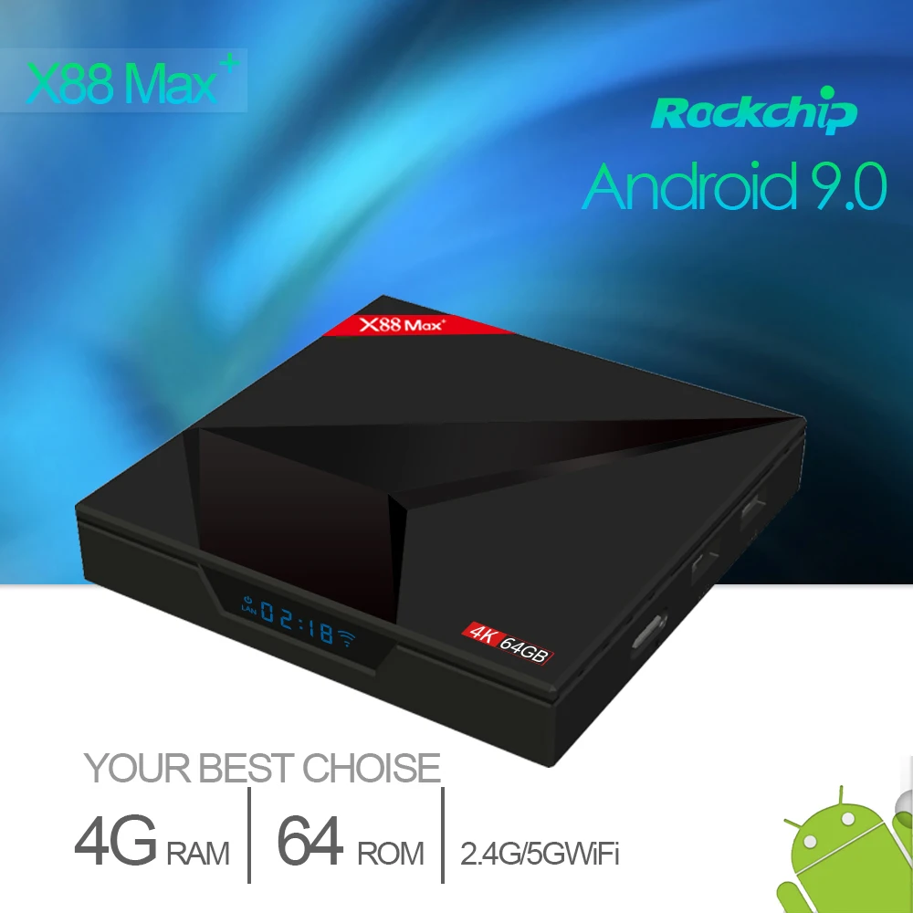 4 ГБ 64 Android 9 0 ТВ приставка X88 Max Plus Смарт Rockchip четырехъядерный бит 2 4G/5 ГГц двойной