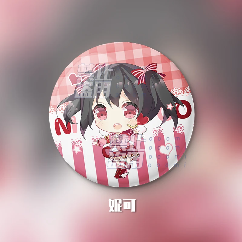

Anime Lovelive Badge Round Brooch Pin Nico Yazawa Sonoda Umi Nozomi Tojo Kotori Minami Cartoon Cute Collection Pendant Buttons