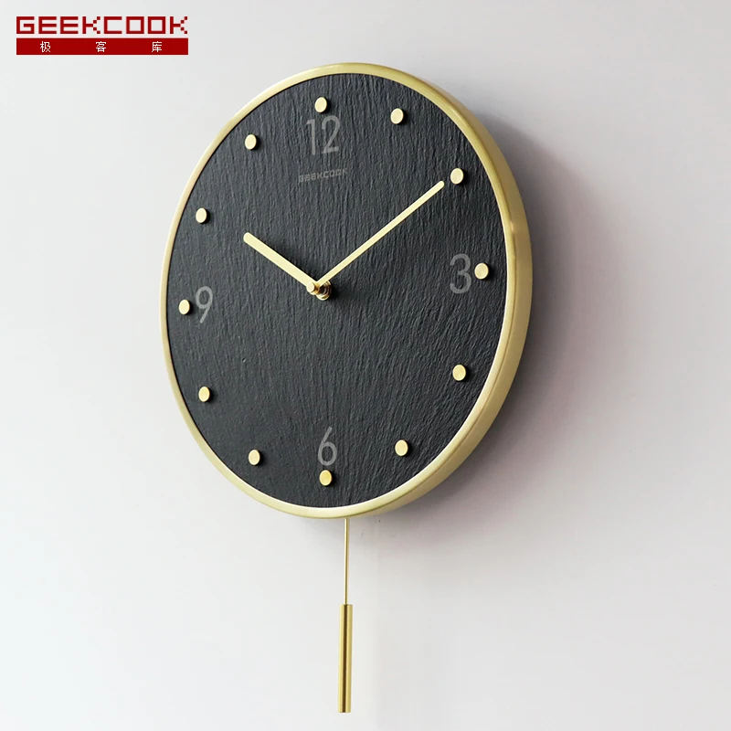 

Luxury Silent Wall Clock Modern Design Simple Metal Living Room Wall Clock Pendulum Quartz Duvar Saati Decoracion Hogar ZB50WC