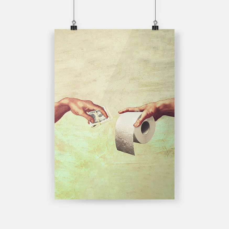 

Hand of God and Adam Mural Poster Framed Wooden Frame Canvas Painting Wall Art Decor Living Room Study Home Decoration Prints