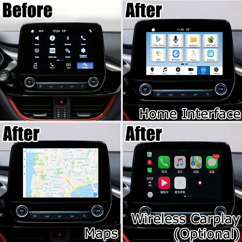 Günstig Android / Carplay Interface Box Für Ford Fiesta Kuga Fokus Drahtlose Carplay Video Interface Box SYNC 3 Spiegel Link Durch Lsailt