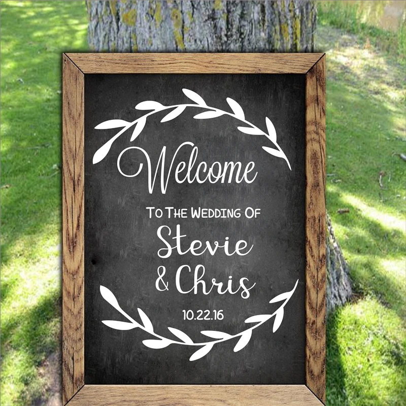 Personalised Welcome to the Wedding of Decal Sign Rustic Decor Decals Removable Custom Name Date sticker LW676 |