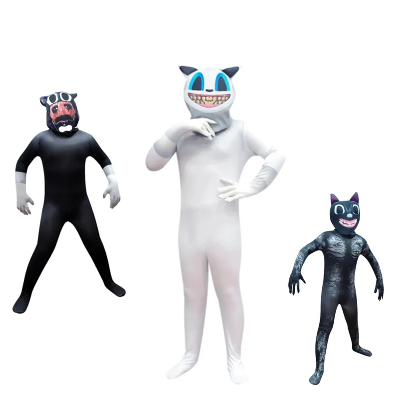 

Забавная сумасшедшая игра-Чейз для мальчиков, косплей-костюмы с Scp тональным рисунком мультяшного кота на Хэллоуин, Белый Кот, Черный кот, ко...