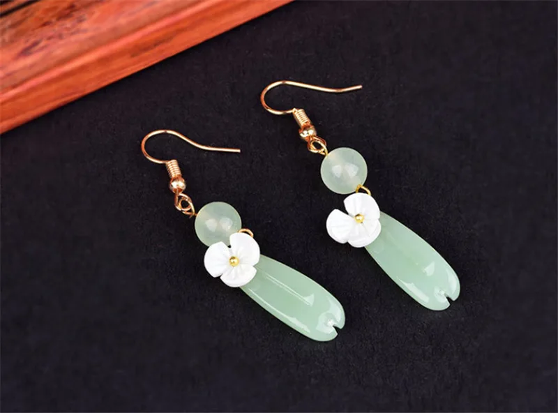 Yanting Glass Glazed Tassel Earrings Female Gifts For Women Handmade Jewelry Ethnic Earrings Shell Flower Earring Hanging 0137
