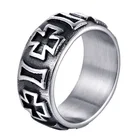 Мужское кольцо из нержавеющей стали, серебристое и черное кольцо с крестом из титановой стали