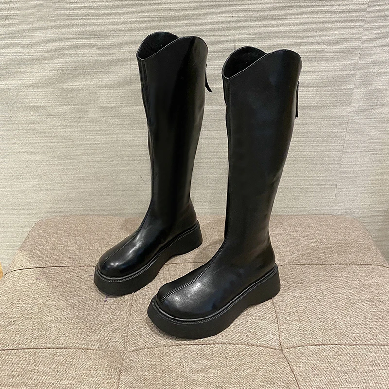 

Long Boots Female Knight Boots But Knee 2021 Autumn and Winter New Thick-soled Big-toed Boots Stretch High Boots Leather Boots