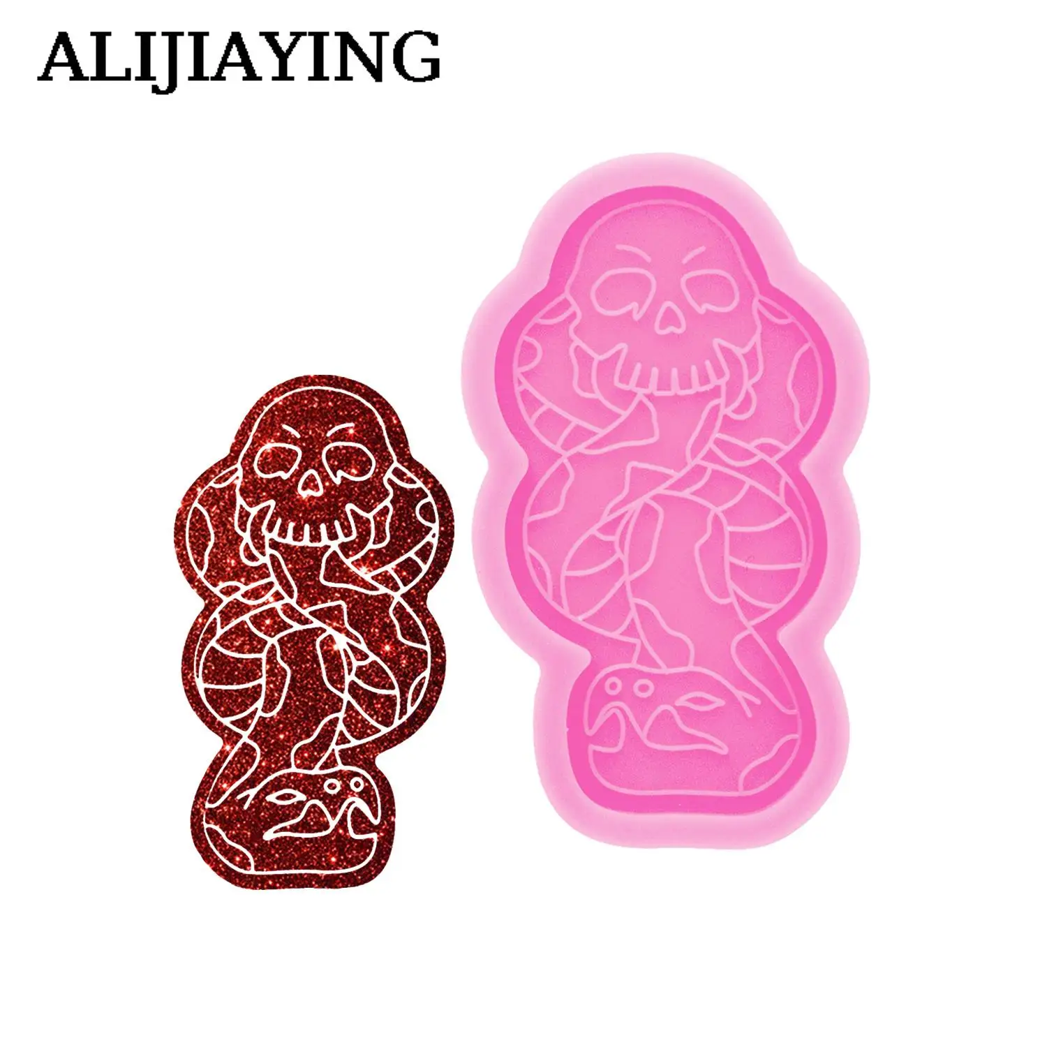 

DY1272 Glossy Halloween Snake Skull Epoxy Resin Silicone Molds Crafts Art, Fondant Chocolate Candy Cake Mould
