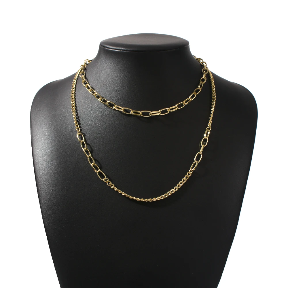 

Metal Double Layer Thick Chain Neck Chain Simple Ins New Punk Style Versatile Necklace Aesthetic Layered Necklace Chain Necklace