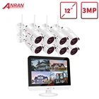 ANRAN 3MP система камер домашней безопасности CCTV видеонаблюдение комплект 1296P HD Ночное видение Wi-Fi камера 12 дюймов монитор NVR Kit