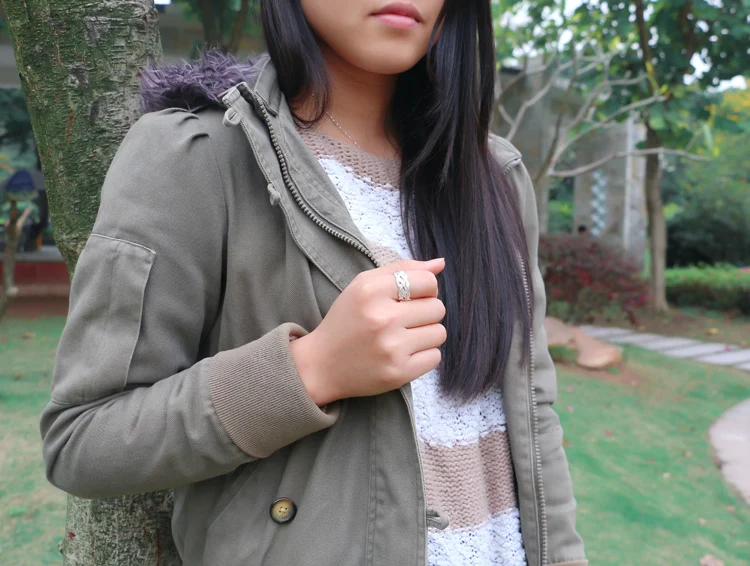 Модные кольца процесс серебристого цвета ювелирные изделия тканый пояс сетки