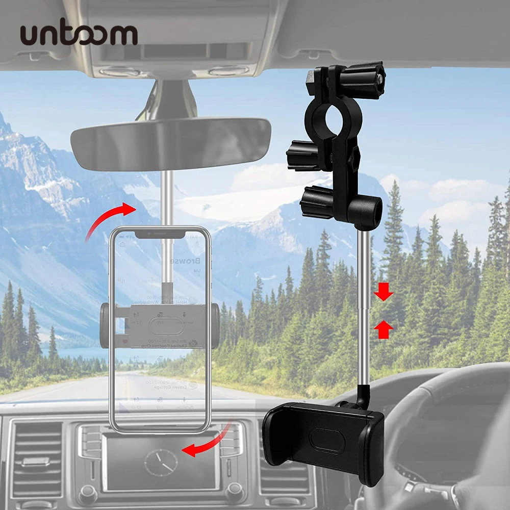 

Universal Car Phone Holder Car Rearview Mirror Cellphone Holder Stand for iPhone 12 Pro Max Auto Rear Headrest Bracket for GPS