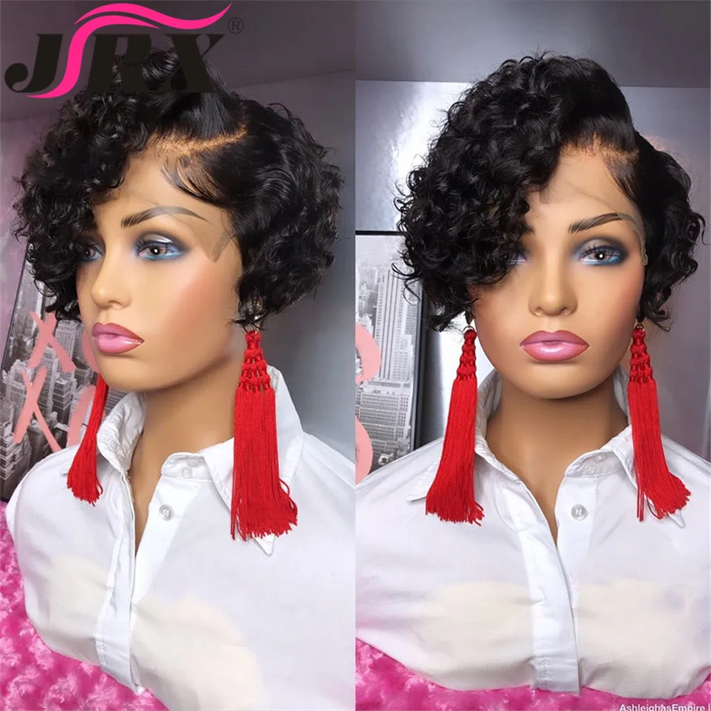 Pixie Cut Wig Human Hair Short Curly T Part Lace Wigs for Women Brazilian Remy Curly Short Bob Human Hair Wigs Pre Plucked