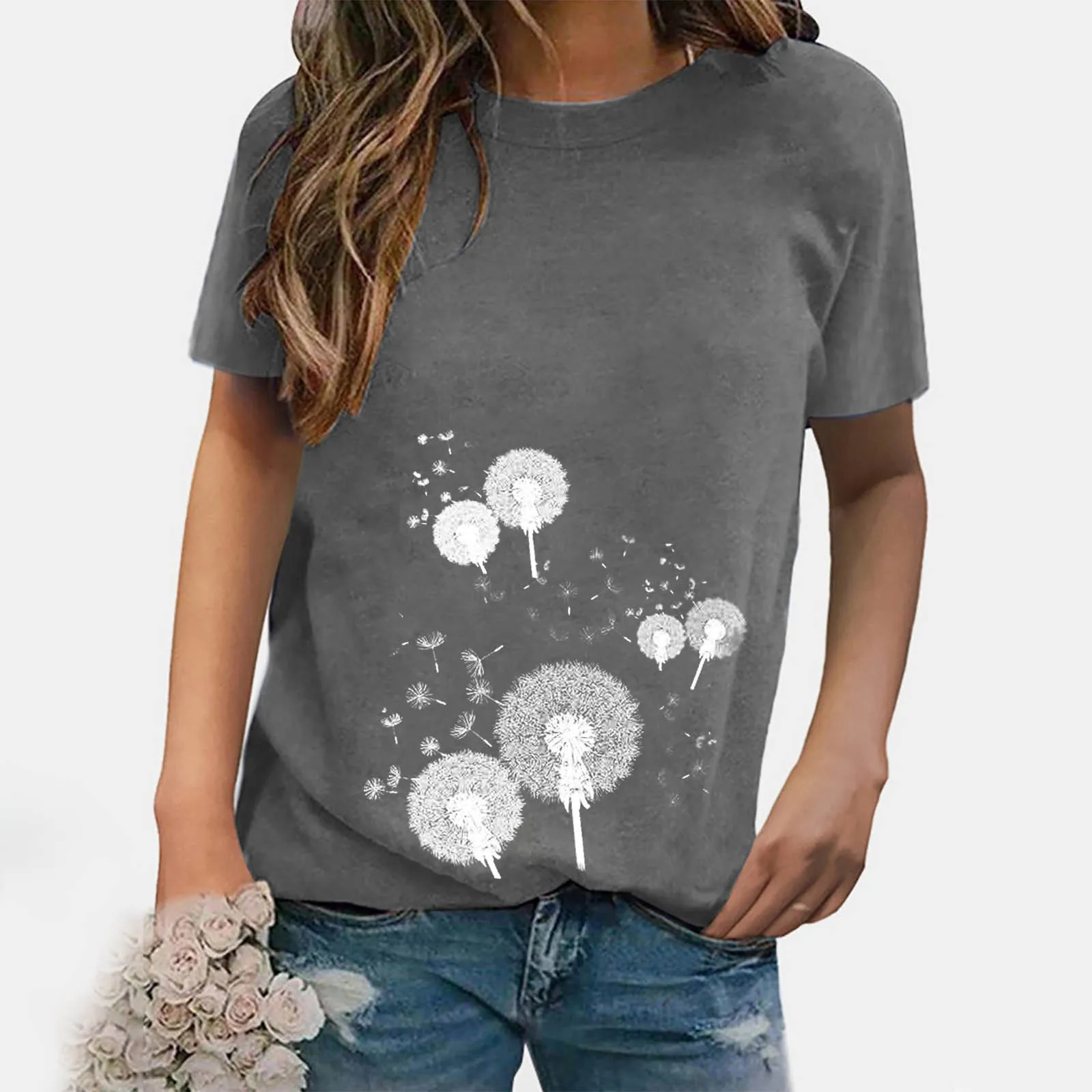

40# Summer Women's Floral print Oversized Blouse pullover casual short-sleeved Aesthaetic Blouse Ladies Tops 2021 ropa mujer