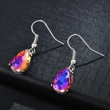Exquisite Gradient Rainbow Drop Earrings Women Fashion Korean Water Drops Hanging Dangle Earring Wedding Jewelry Gift New Trendy