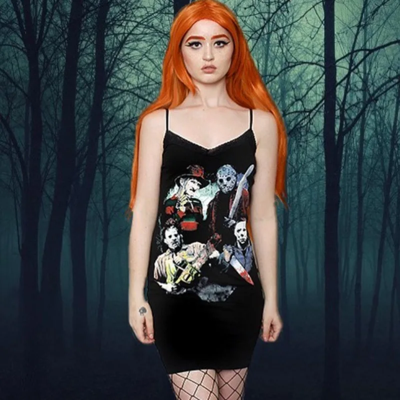 Женское готическое мини платье с принтом ужас вечерние платья на Хэллоуин