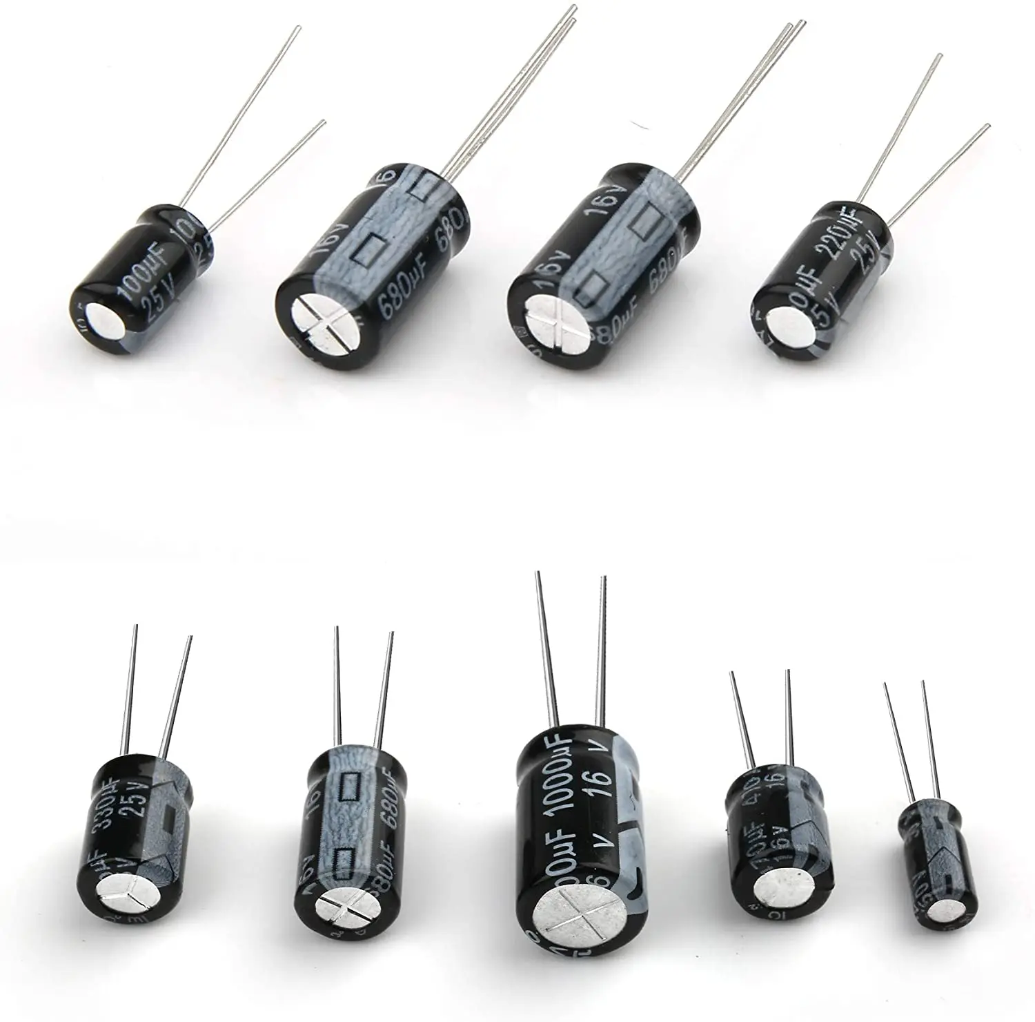 

500Pcs/box 24 Kinds of Electrolytic Capacitors 0.1uF-1000uF Capacitor Kits