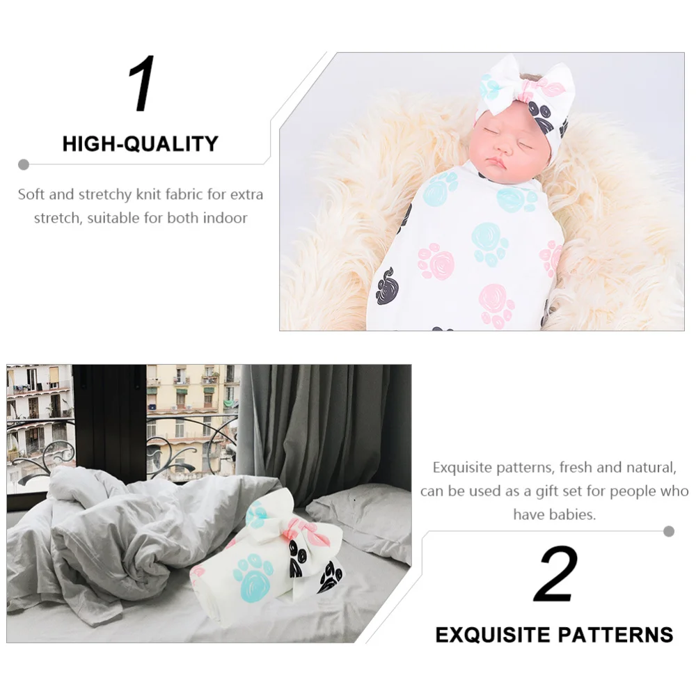 

1 Set Infant Sleeping Blanket Unisex Soft Baby Swaddling Bags Hair Band Gifts